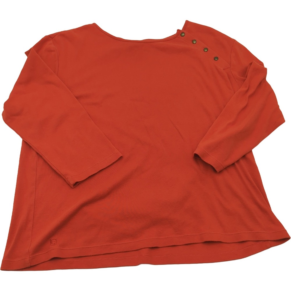 Chaps Womens XL Burnt Orange Cotton Long Sleeve Button Shoulder Knit Top